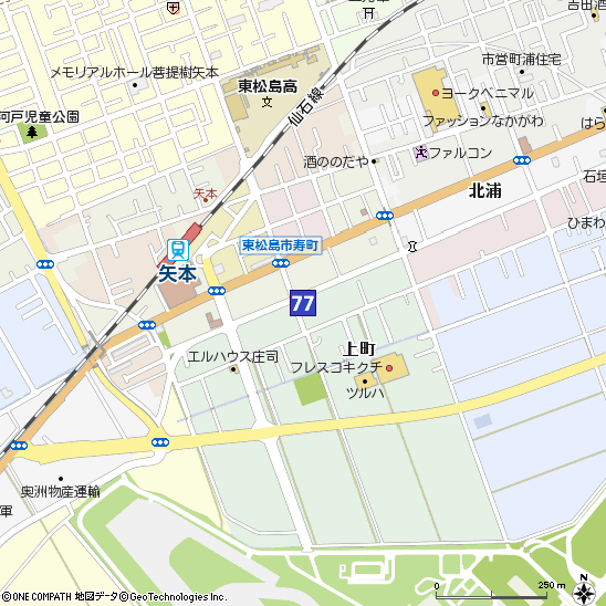 矢本支店付近の地図